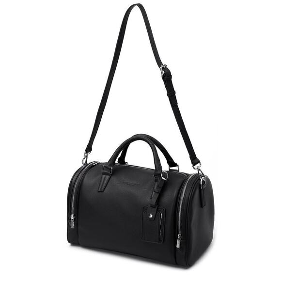 Brandon Blackwood  Medium Duffle Bag in Black Grain Leather with Silver Hardware - Picture 6 of 7